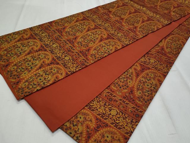 平和屋着物◎全通柄袋帯　更紗花文　正絹　逸品　CABF1085fb