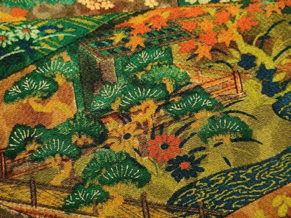 平和屋着物■上質な小紋 亀甲風景花文 金彩 鬼しぼ縮緬 正絹 逸品 未使用 CABF1097fb