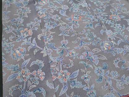 平和屋着物■上質な小紋 更紗花文 暈し染め 鬼しぼ縮緬 正絹 逸品 CABF1100fb