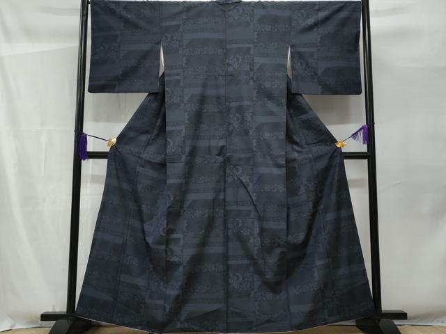 平和屋着物▽上質な紬　単衣　更紗花唐草文　100亀甲　正絹　逸品　DAAS0913az 平和屋着物▽上質な紬 単衣 更紗花唐草文 100亀甲 正絹 逸品