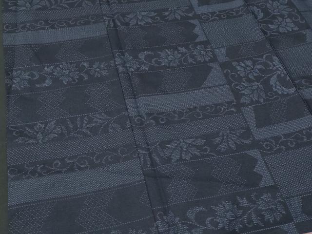 平和屋着物■上質な紬 横段更紗花唐草文 正絹 逸品 CABF1114fb