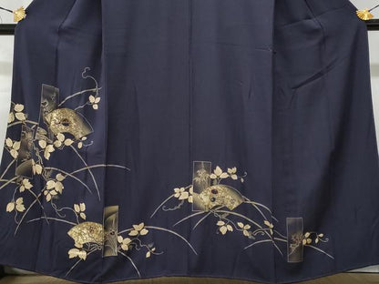 平和屋着物■訪問着 扇面地紙蔦の葉文 金銀彩 正絹 逸品 CABF1115fb