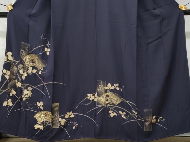 平和屋着物■訪問着 扇面地紙蔦の葉文 金銀彩 正絹 逸品 CABF1115fb