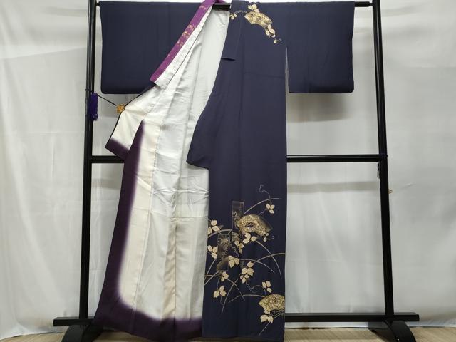 平和屋着物■訪問着 扇面地紙蔦の葉文 金銀彩 正絹 逸品 CABF1115fb