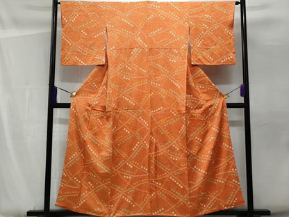 平和屋着物■上質な小紋 絞り 幾何学文様 正絹 逸品 CABF1125fb