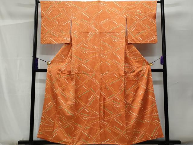 平和屋着物■上質な小紋 絞り 幾何学文様 正絹 逸品 CABF1125fb