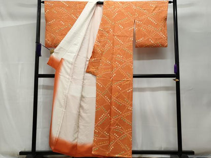 平和屋着物■上質な小紋 絞り 幾何学文様 正絹 逸品 CABF1125fb