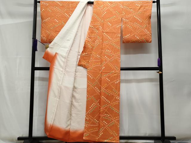 平和屋着物■上質な小紋 絞り 幾何学文様 正絹 逸品 CABF1125fb