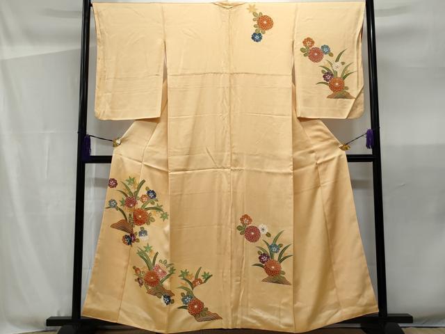 平和屋着物■訪問着 駒刺繍 草花文 正絹 逸品 CABF1127fb