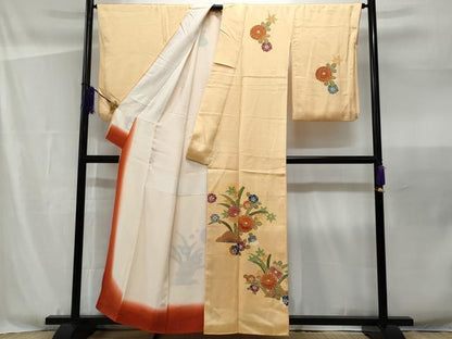 平和屋着物■訪問着 駒刺繍 草花文 正絹 逸品 CABF1127fb