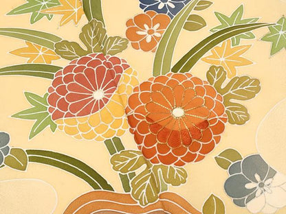 平和屋着物■訪問着 駒刺繍 草花文 正絹 逸品 CABF1127fb