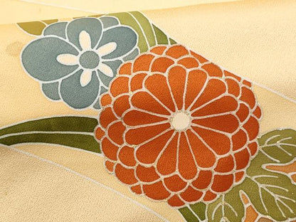 平和屋着物■訪問着 駒刺繍 草花文 正絹 逸品 CABF1127fb
