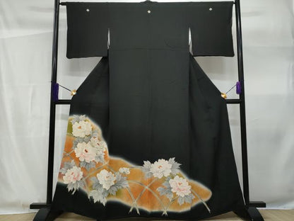 平和屋着物■豪華黒留袖 刺繍 草花竹文 暈し染め 金彩 正絹 逸品 CABF1180fb