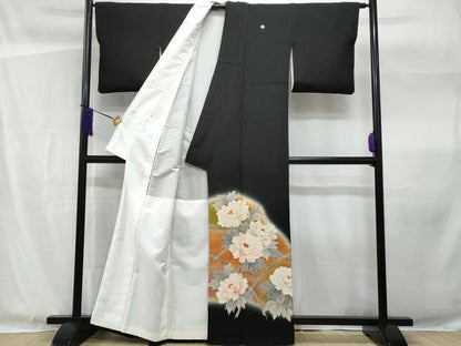 平和屋着物■豪華黒留袖 刺繍 草花竹文 暈し染め 金彩 正絹 逸品 CABF1180fb