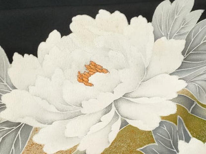 平和屋着物■豪華黒留袖 刺繍 草花竹文 暈し染め 金彩 正絹 逸品 CABF1180fb