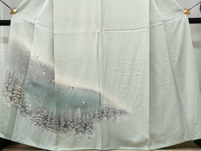 平和屋着物■訪問着　飛鶴遠山水辺文　暈し染め　正絹　逸品　CABF1199fb