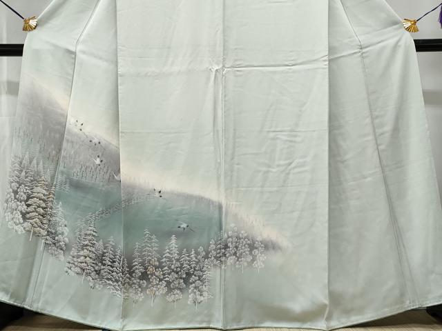 平和屋着物■訪問着　飛鶴遠山水辺文　暈し染め　正絹　逸品　CABF1199fb