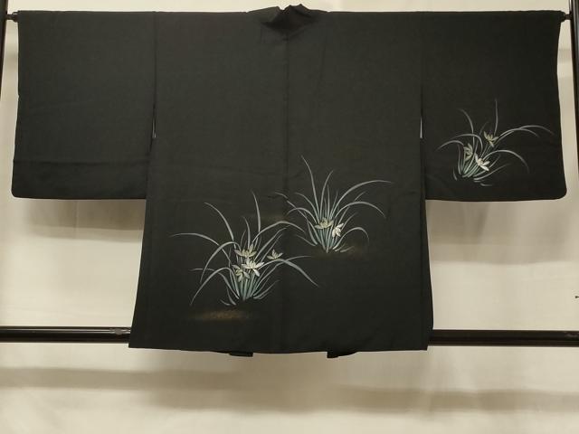 平和屋着物＃羽織　手描き　草花文　黒地　金彩　正絹　逸品　CABF1201in 平和屋着物＃羽織 手描き 草花文 黒地 金彩 正絹 逸品 CABF1201in
