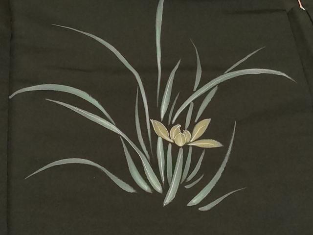 平和屋着物＃羽織　手描き　草花文　黒地　金彩　正絹　逸品　CABF1201in 平和屋着物＃羽織 手描き 草花文 黒地 金彩 正絹 逸品 CABF1201in