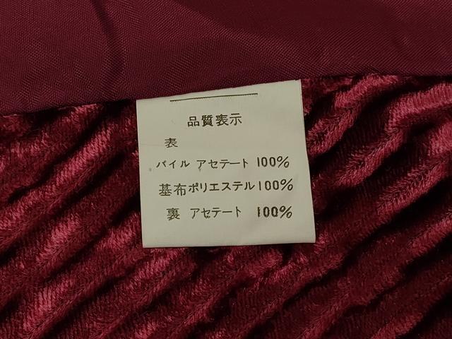平和屋着物＃和装コート　流線文　濃紅色　ベロア　CABF1206in