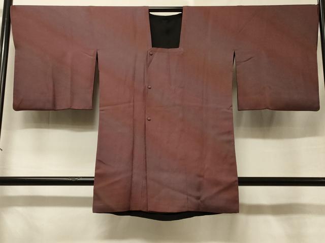 平和屋着物＃道行コート リバーシブル 斜線文 暈し染め 黒地 ロング丈