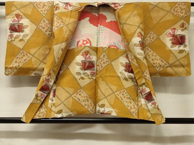 平和屋着物＃アンティーク　大正ロマン　羽織　銘仙　吉祥草花文　正絹　逸品　未使用　CABF1215in