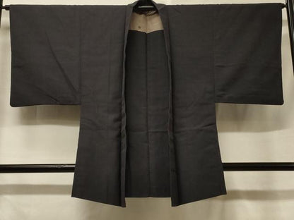 平和屋着物＃男性　羽織　お召地　青褐色　正絹　逸品　CABF1217in