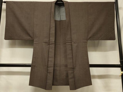 平和屋着物＃男性　長羽織　紬地　単衣　格子柄　正絹　逸品　CABF1219in