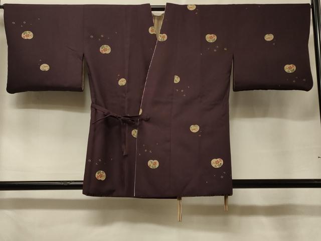 平和屋着物＃道中着　リバーシブル　草花文　金彩　正絹　逸品　CABF1225in