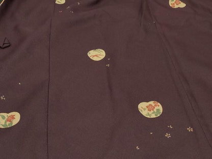 平和屋着物＃道中着　リバーシブル　草花文　金彩　正絹　逸品　CABF1225in