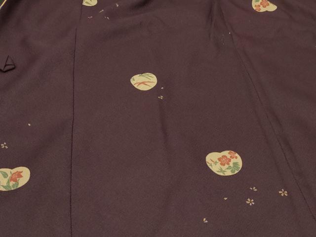 平和屋着物＃道中着　リバーシブル　草花文　金彩　正絹　逸品　CABF1225in