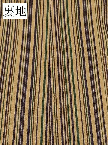 平和屋着物＃道中着　リバーシブル　草花文　金彩　正絹　逸品　CABF1225in