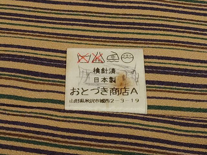 平和屋着物＃道中着　リバーシブル　草花文　金彩　正絹　逸品　CABF1225in