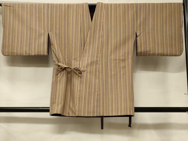 平和屋着物＃道中着　リバーシブル　草花文　金彩　正絹　逸品　CABF1225in