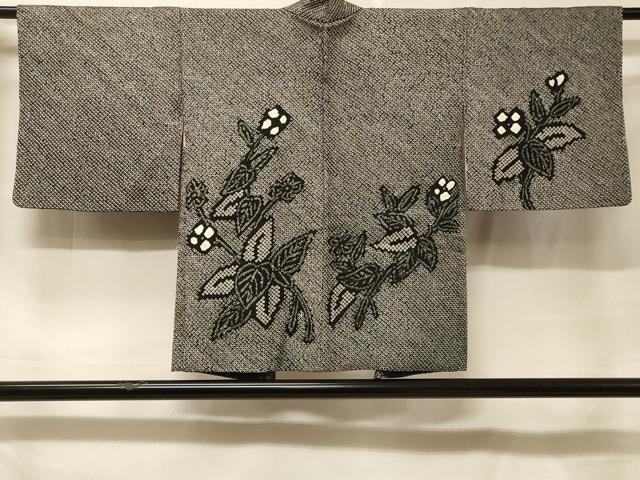 平和屋着物＃羽織　総絞り　草花文　黒地　正絹　逸品　CABF1229in