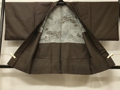 平和屋着物＃男性　本場大島紬　羽織　亀甲文様　正絹　逸品　CABF1232in
