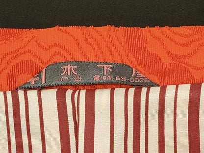 平和屋着物＃道行コート　輪奈ビロード　道長文　丹色　ロング丈　正絹　逸品　CABF1234in