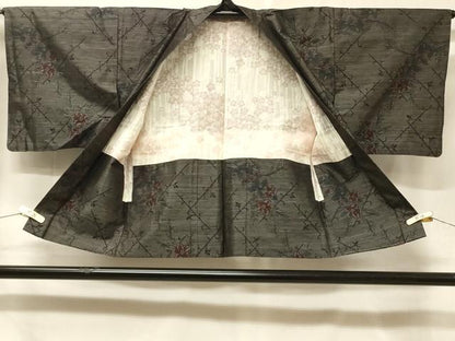 平和屋着物＃本場大島紬　羽織　草花文　正絹　逸品　CABF1236in