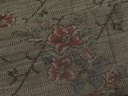 平和屋着物＃本場大島紬　羽織　草花文　正絹　逸品　CABF1236in