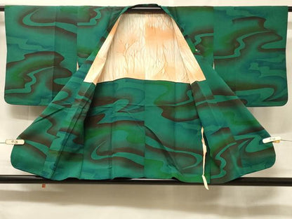 平和屋着物＃道行コート　流水文　暈し染め　正絹　逸品　CABF1245in