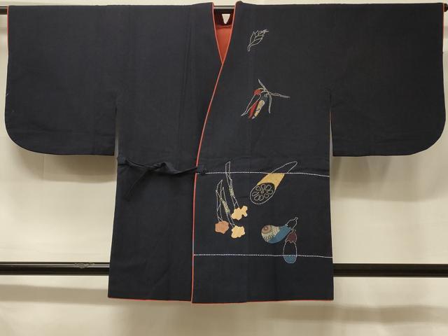 平和屋着物＃道中着　リバーシブル　刺し子　パッチワーク　成り物　綿　逸品　CABF1247in