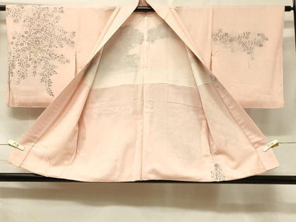 平和屋着物＃羽織　寿光織　草花文　金糸　正絹　逸品　CABF1251in