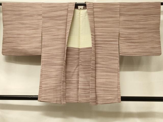 平和屋着物＃羽織　横段文　銀通し地　正絹　逸品　CABF1253in
