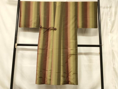 平和屋着物＃道中着　紬地　間道　正絹　逸品　未使用　CABF1254in