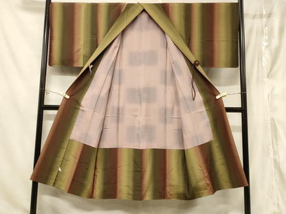 平和屋着物＃道中着　紬地　間道　正絹　逸品　未使用　CABF1254in