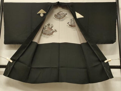 平和屋着物＃男性　長羽織　黒紋付　高島屋扱い　正絹　逸品　未使用　CABF1255in