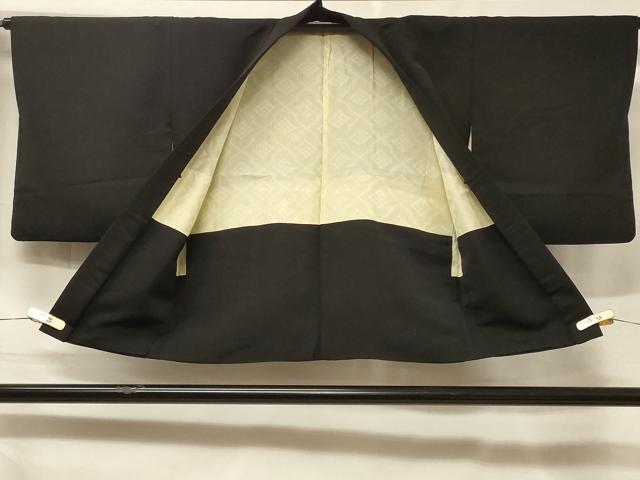 平和屋着物＃羽織　寿光織　御所車草花文　黒地　金銀糸　正絹　逸品　CABF1264in