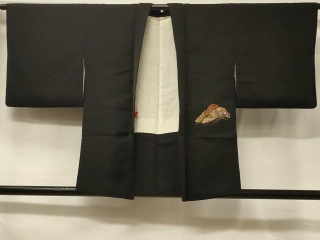 平和屋着物＃羽織　寿光織　吉祥枝松文　黒地　金銀糸　正絹　逸品　CABF1267in