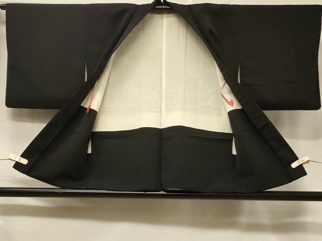 平和屋着物＃羽織　寿光織　吉祥枝松文　黒地　金銀糸　正絹　逸品　CABF1267in