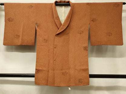 平和屋着物＃道中着　型染め　更紗花文　正絹　逸品　CABF1271in